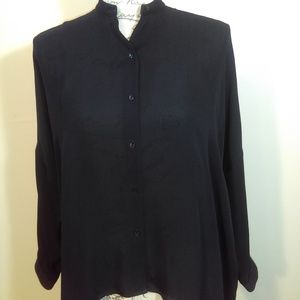 Vince black oversized button down blouse S…